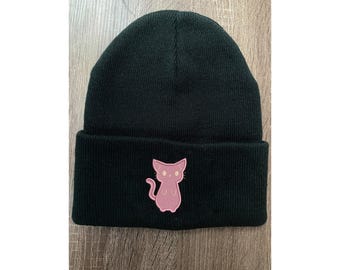 Embroidered CAT Beanie, Personalized Cute Kitten Winter hat, Kid-Friendly Comfy Cold Weather Wear, Cute Cat Hat Gift Present for Cat Lovers