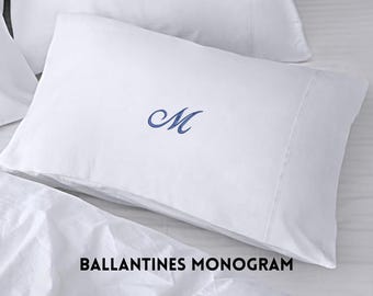 Monogram Pillowcase, Custom Name Initial Pillow w/ Envelope Closure, Embroidered Letter Classy Elegant Gift for Housewarming, Fancy Present