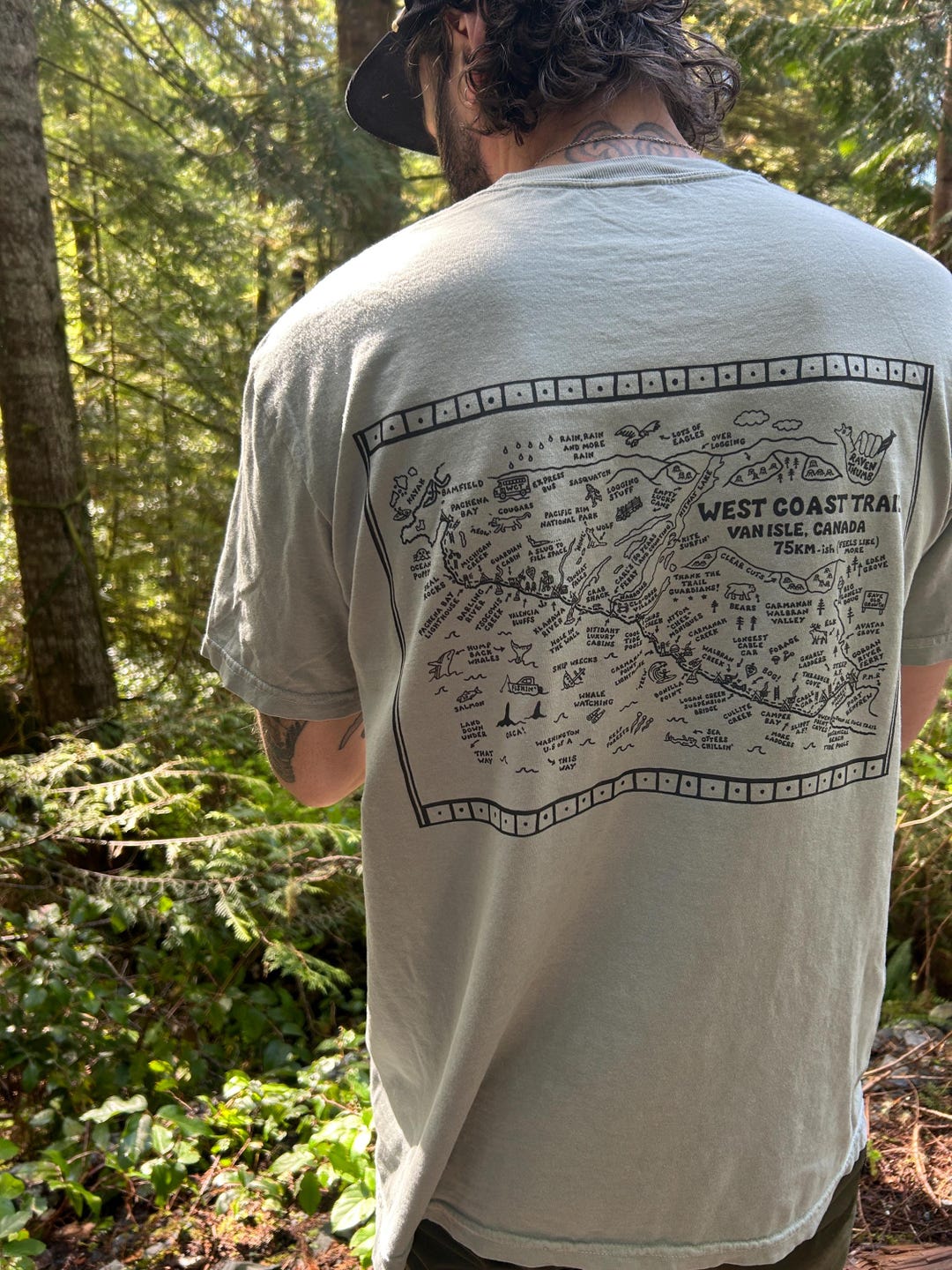 West Coast Trail Map T-shirt – Vancouver Island Hiking Graphic Tee - Etsy