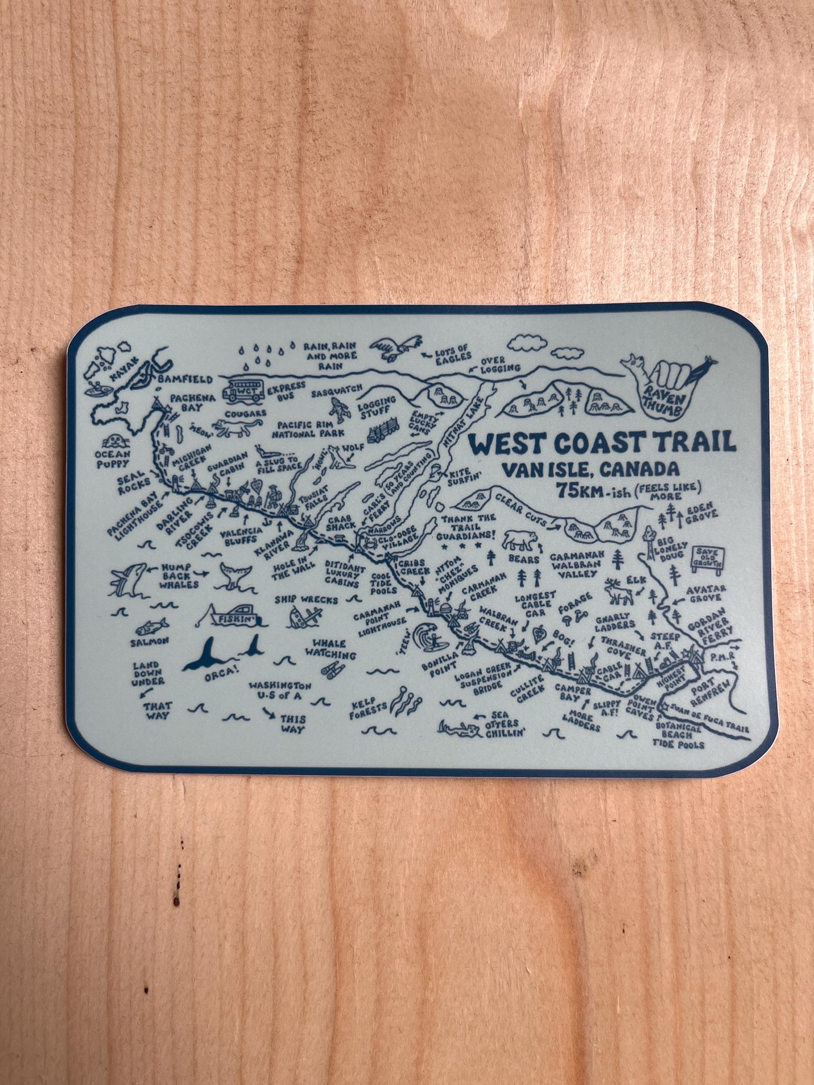 Trail Map Sticker West Coast Trail Map Sticker – Vancouver Island Hiking Souvenir ...
