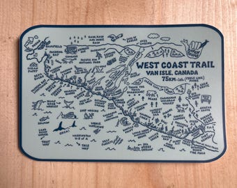 West Coast Trail Map Sticker – Vancouver Island Hiking Souvenir (Durable Vinyl)