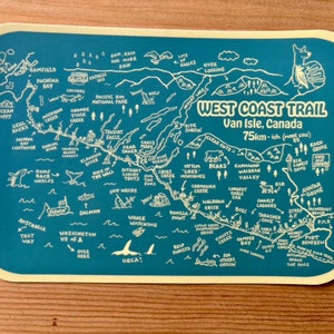 La carte du sentier de la côte ouest - autocollant de randonnée - souvenir/souvenir/cadeau/art du nord-ouest du Pacifique - fabriqué sur l'île de Vancouver, Canada
