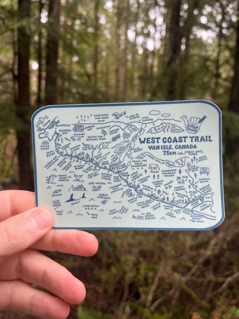 Trail Map Sticker West Coast Trail Map Sticker – Vancouver Island Hiking Souvenir ...