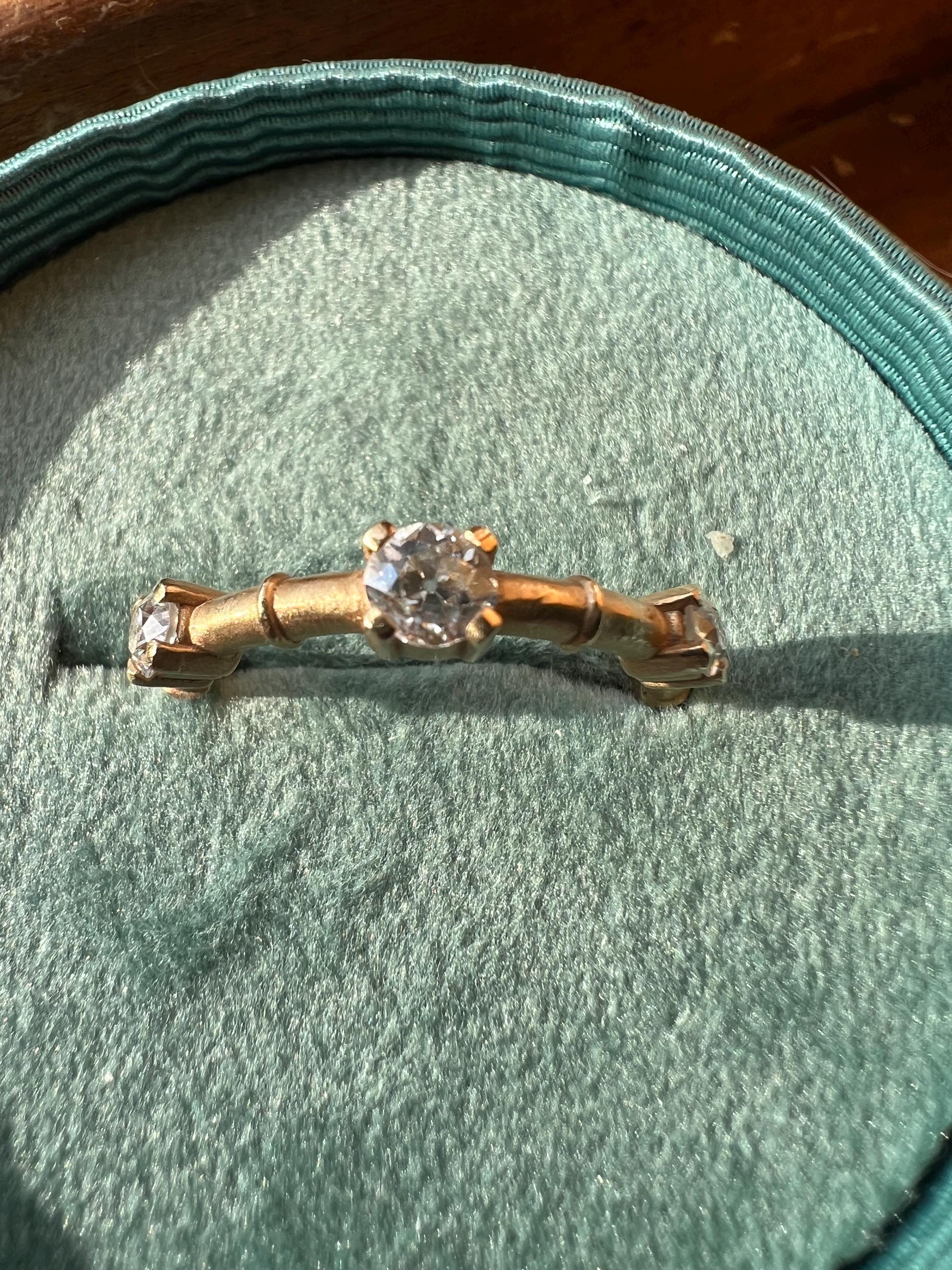 Jenna Katz Bamboo 18k Yellow Gold and Old Mine Cut Diamond Ring 