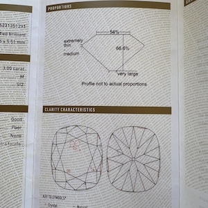 May include: A GIA diamond grading report for a 3.00 carat, modified brilliant cut diamond. The diamond is measured at 5.51 x 5.51 mm and has a clarity grade of SI2. The report includes a diagram of the diamond's proportions and clarity characteristics.