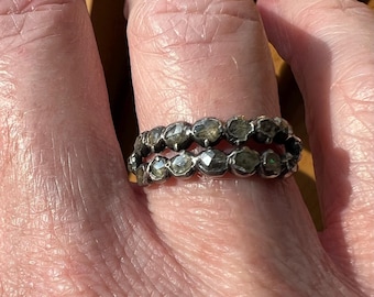 Rare Georgian double row half eternity rose cut diamond ring