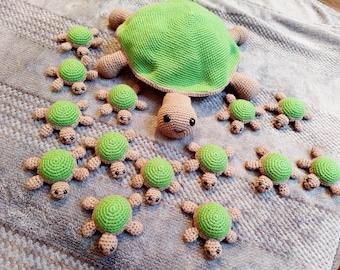 German crochet pattern for a turtle memory game