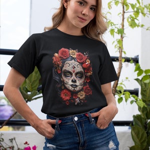 Day of the Dead Skull Unisex Cotton Tee - Celebrate Mexican Culture!