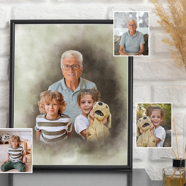 Verlust eines geliebten Menschen, Verstorbenen geliebten Menschen zum Foto hinzufügen, Foto in Gemälde einfügen, Fotos kombinieren, Person zum Foto hinzufügen, benutzerdefiniertes Familienporträt