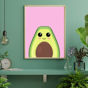 Avocado Wall Art, Digital Download, Kitchen Wall Art, Fruit Wall Art, Avocado Art Print, Avocado Print, Citrus Wall Art, Food Art