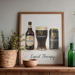 Liquid Therapy Beer Print Irish Stout Wall Art Pub Decor Beer Lover Gift Bar Cart Guinness Poster Pub Art Irish Prints Kitchen Wall Prints image 4