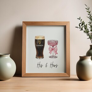 Lámina decorativa para parejas, lámina de cerveza, lámina de cóctel, carrito de bar para parejas, póster de Guinness, arte de pub, arte mural irlandés, láminas divertidas de cerveza, póster de cocina imagen 6