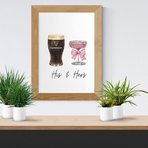 Lámina decorativa para parejas, lámina de cerveza, lámina de cóctel, carrito de bar para parejas, póster de Guinness, arte de pub, arte mural irlandés, láminas divertidas de cerveza, póster de cocina imagen 10