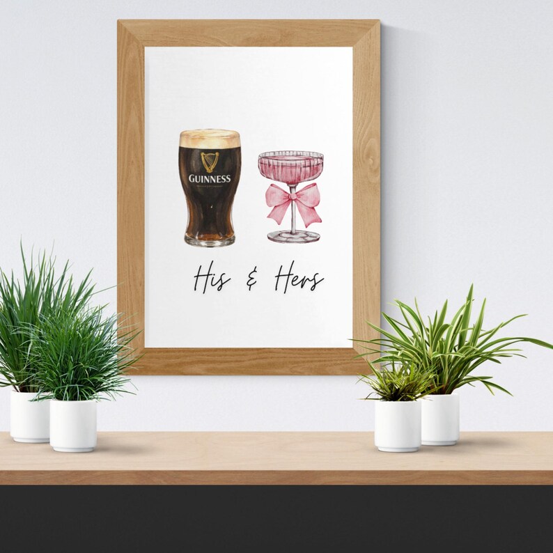 Lámina decorativa para parejas, lámina de cerveza, lámina de cóctel, carrito de bar para parejas, póster de Guinness, arte de pub, arte mural irlandés, láminas divertidas de cerveza, póster de cocina imagen 10