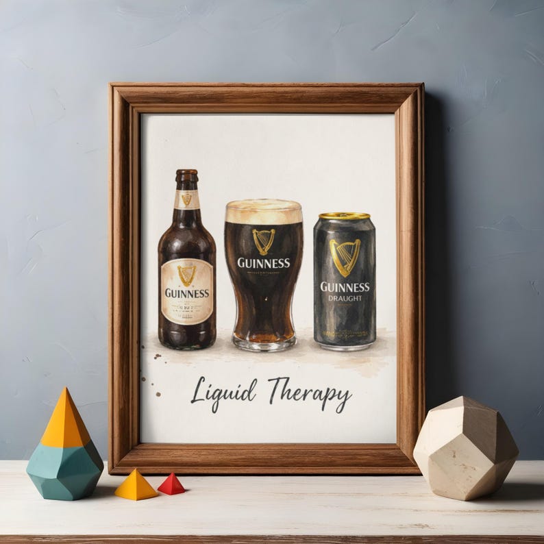 Liquid Therapy Beer Print Irish Stout Wall Art Pub Decor Beer Lover Gift Bar Cart Guinness Poster Pub Art Irish Prints Kitchen Wall Prints image 6