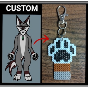 Custom Paw Keychain - Perler Beads Paw Pad Keychain- Custom Furry Paw Commission - Custom Fursona Paw Print - Custom Colors