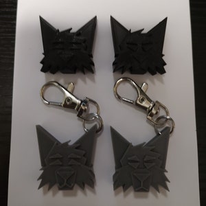 Feline Furry Cat Keychain - Gray Cat, Black Cat, Halloween