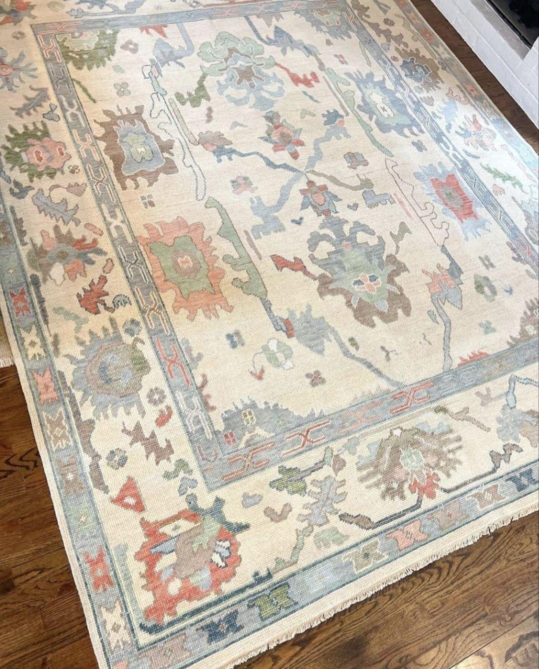 Tukish Wool Rug Hand-knotted Turkish Oushak Wool Rug: 9x12 Ft Vintage-inspired Area Rug ...