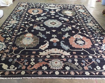 Modern black  oushak rug for living room, dinning room, kids room, hall