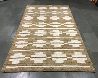 Handmade woven bricks Jute kilim rug large kilim wool jute rug wool jute Kilim for living room decor