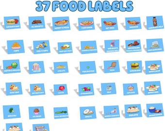 Bluey Birthday Party | 37 Food Labels Bundle | Blue Dog | Digital Download