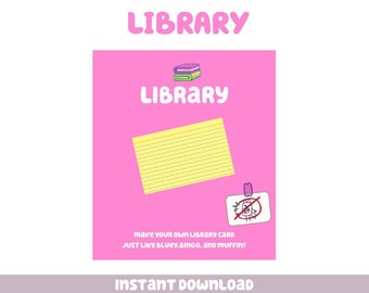 Bluey Pink Party Favors Library Digital Download