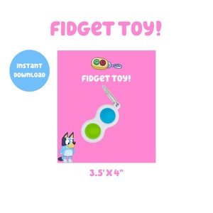Bluey Party Favors Fidget Toy Pink Digital Download