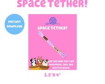 Bluey Party Favors Space Tether Pink Digital Download