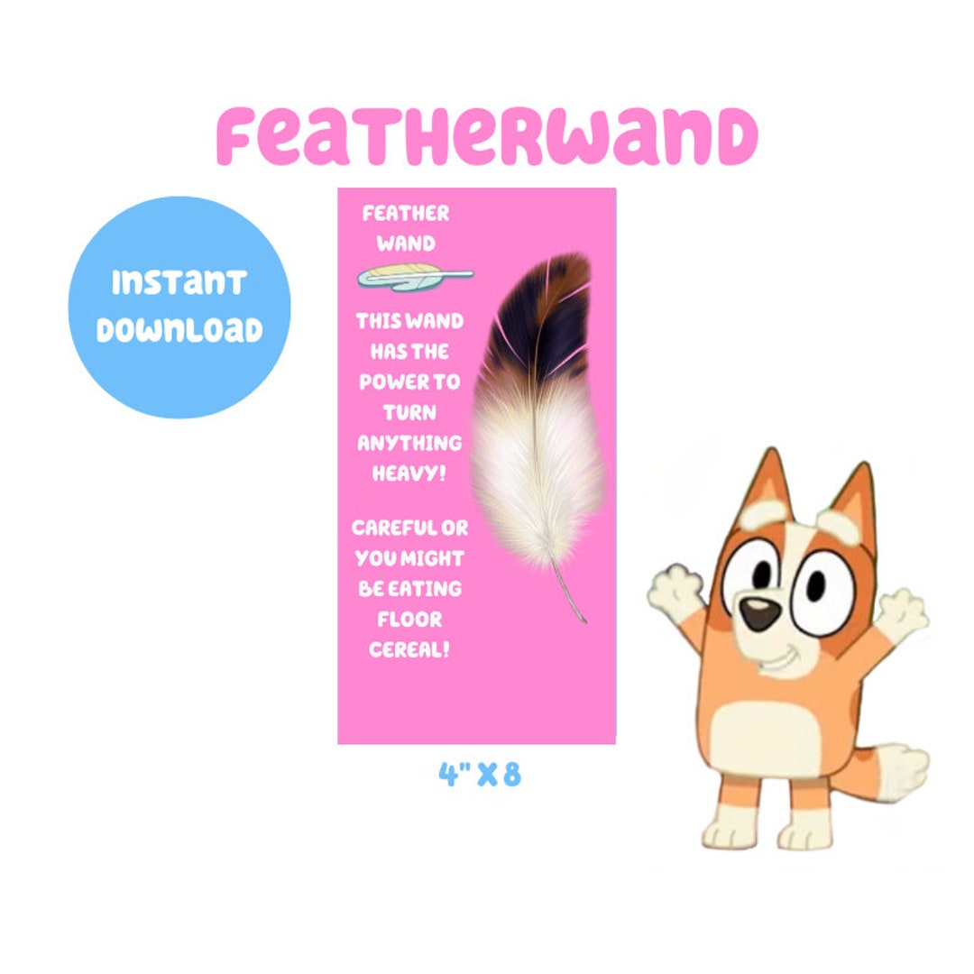 Bluey Party Favors Feather Wand Vertical Pink Digital Download Etsy