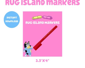 Bluey Party Favors Rug Island Markers Pink Digital Download