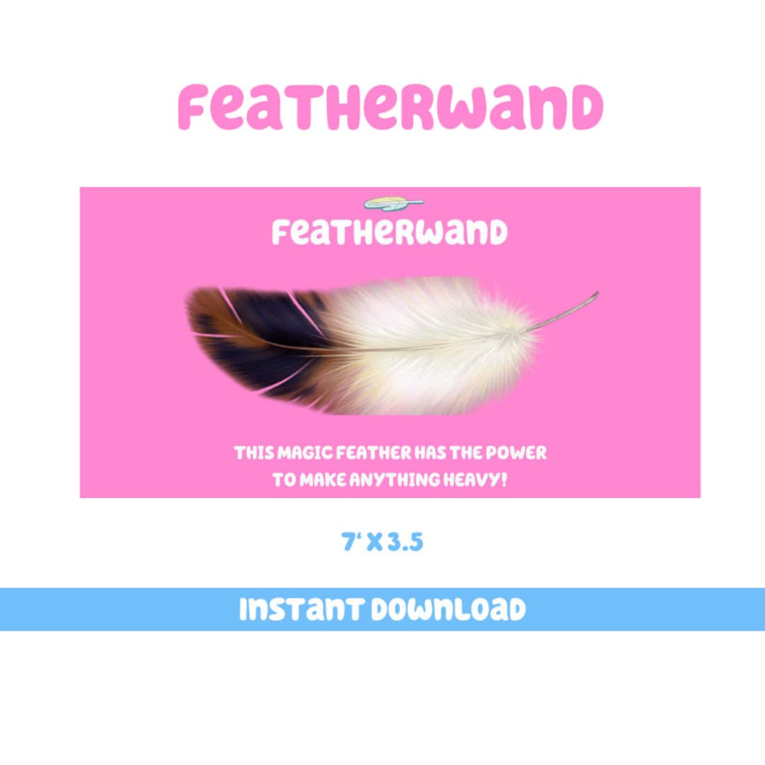 Bluey Party Favors Feather Wand Horizontal Pink Digital Download Etsy