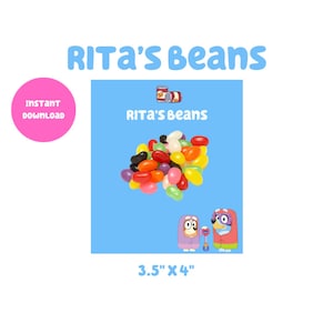 Bluey Party Favors Rita's Beans Digital Download