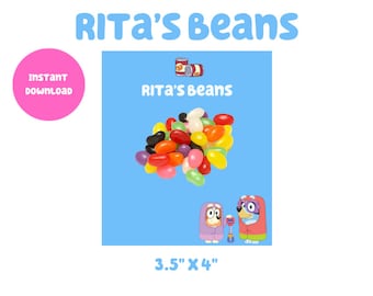 Bluey Party Favors Rita's Beans Digital Download