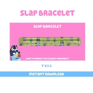 Bluey Party Favors Slab Bracelet Pink Digital Download