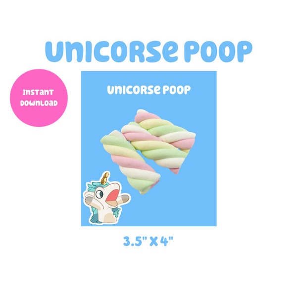 Bluey Party Favors Unicorse Poop Digital Download