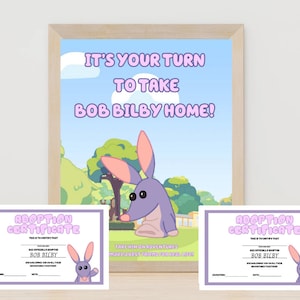 Bluey Party - Bob Bilby Download with Certificate Digital Download