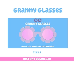 Bluey Party Favors Grandma Lunettes Téléchargement numérique
