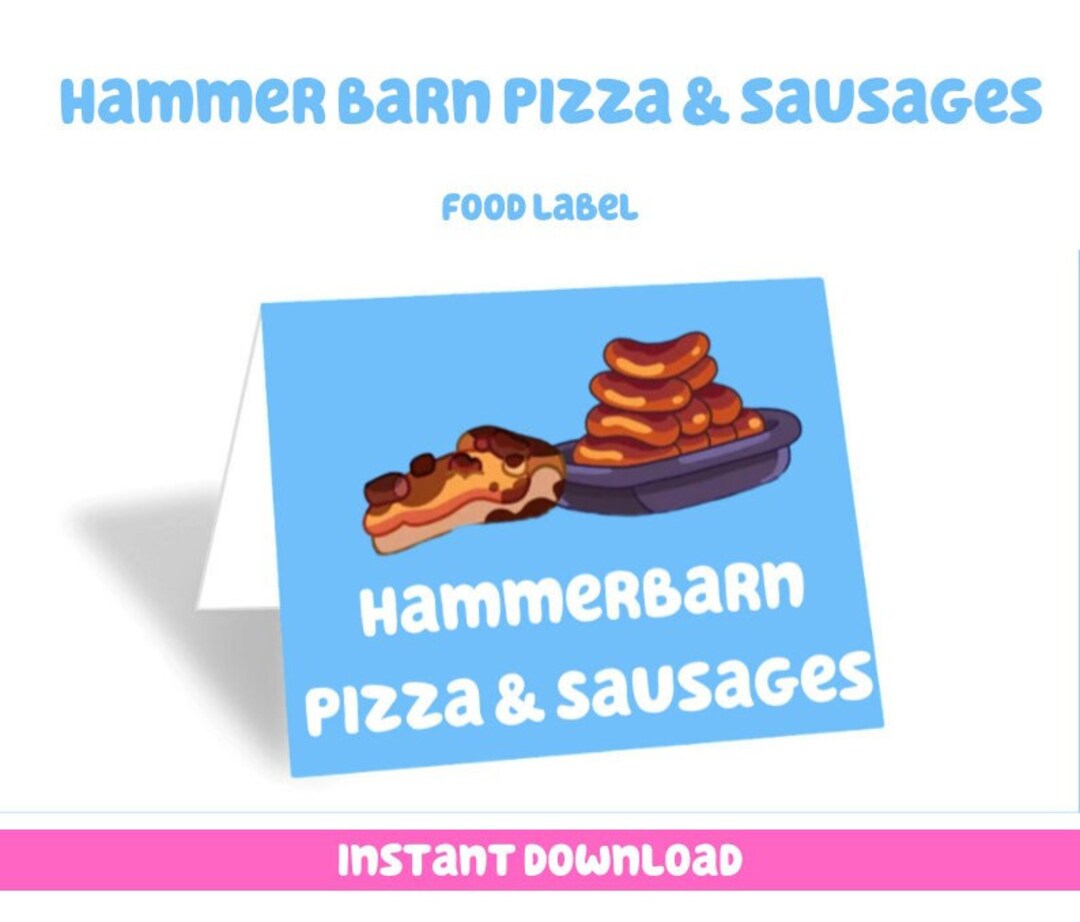 Bluey Party Favors Hammerbarn Pizza and Sausages Food Tent Etsy