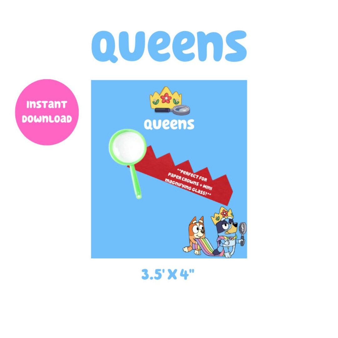 Bluey Party Favors Queens Digital Download Etsy