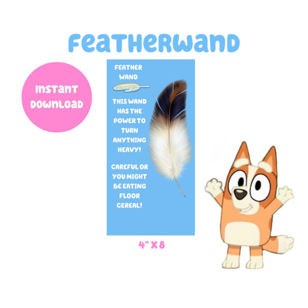 Bluey Party Favors Feather Wand Vertical Digital Download Etsy
