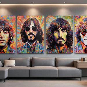 Beatles Psychedelic Art Print Set - Retro Musik als Wanddeko