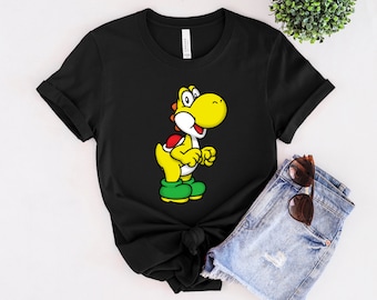 Yellow Yoshi T-shirt: Retro Mario Gamer Tee, Fan Gift