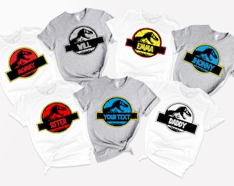 Personalized Jurassic Park Birthday Shirt: Custom Dinosaur Family Tees