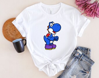 Camiseta azul de Yoshi: camiseta retro de Mario Gamer, regalo para fans