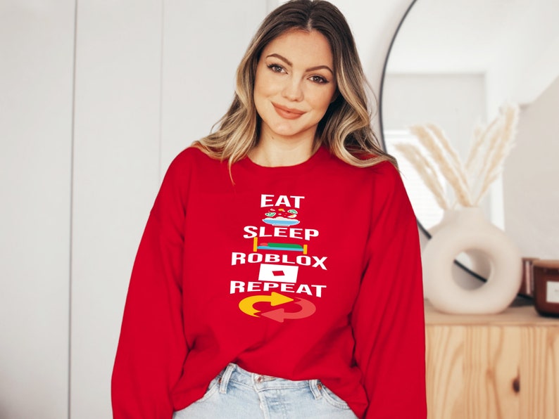 Eat Sleep Roblox Repeat Sweatshirt: Gamer Hoodie image 3