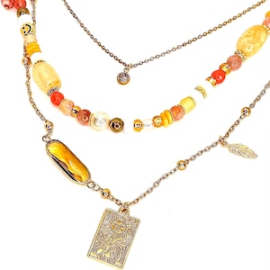 Sun Tarot Card Multi-Strand Charm Necklace