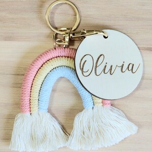 Rainbow Keychains | Backpack Charms | Diaper Bag Keychain | Laser Engraved Keychain | Personalized Name Tags