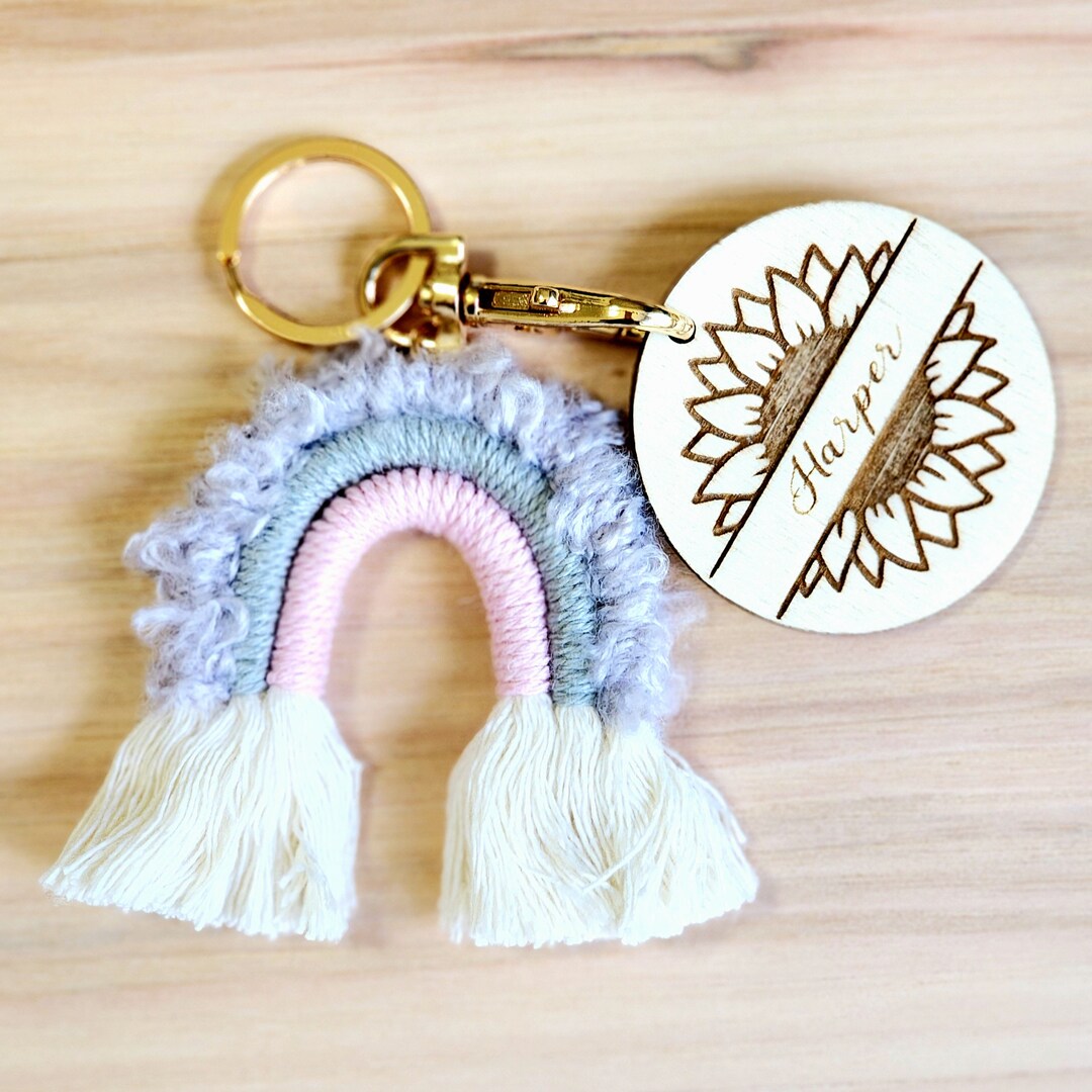 Name Keychain Rainbow Rainbow Keychains | Backpack Charms | Diaper Bag Keychain | Laser ...