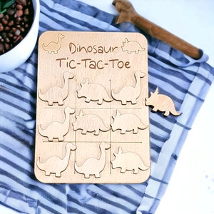 Dinosaur Tic-Tac-Toe | Travel Games | Wooden Games | Gifts for Kids