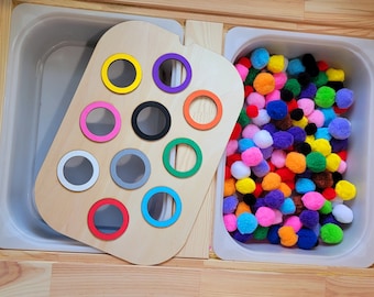 FLISAT Inserts de couleur - Montessori - Insert uniquement - Insert en bois - IKEA - Insert sensoriel pour poubelle - Grand insert pour enfants